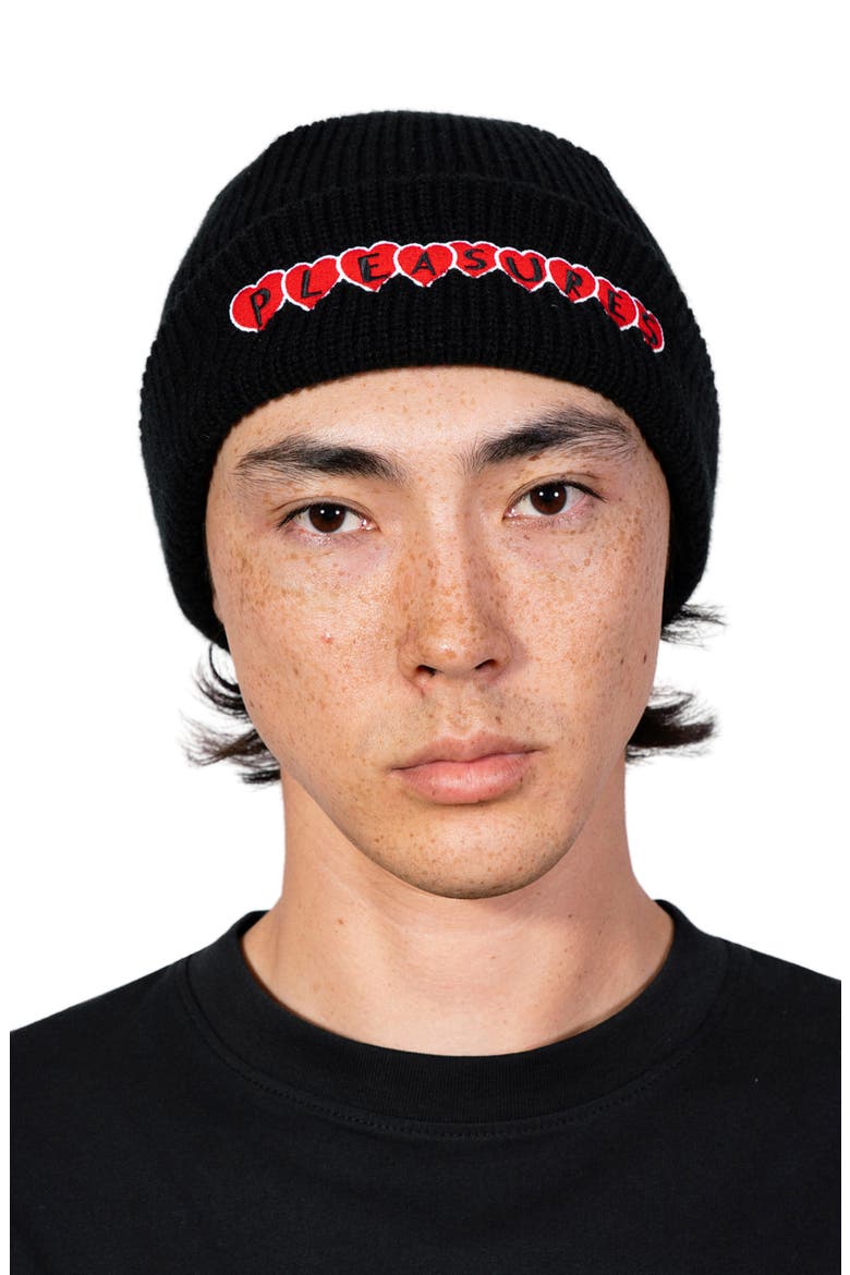 Hearts Beanie, Alternate, color, BLACK