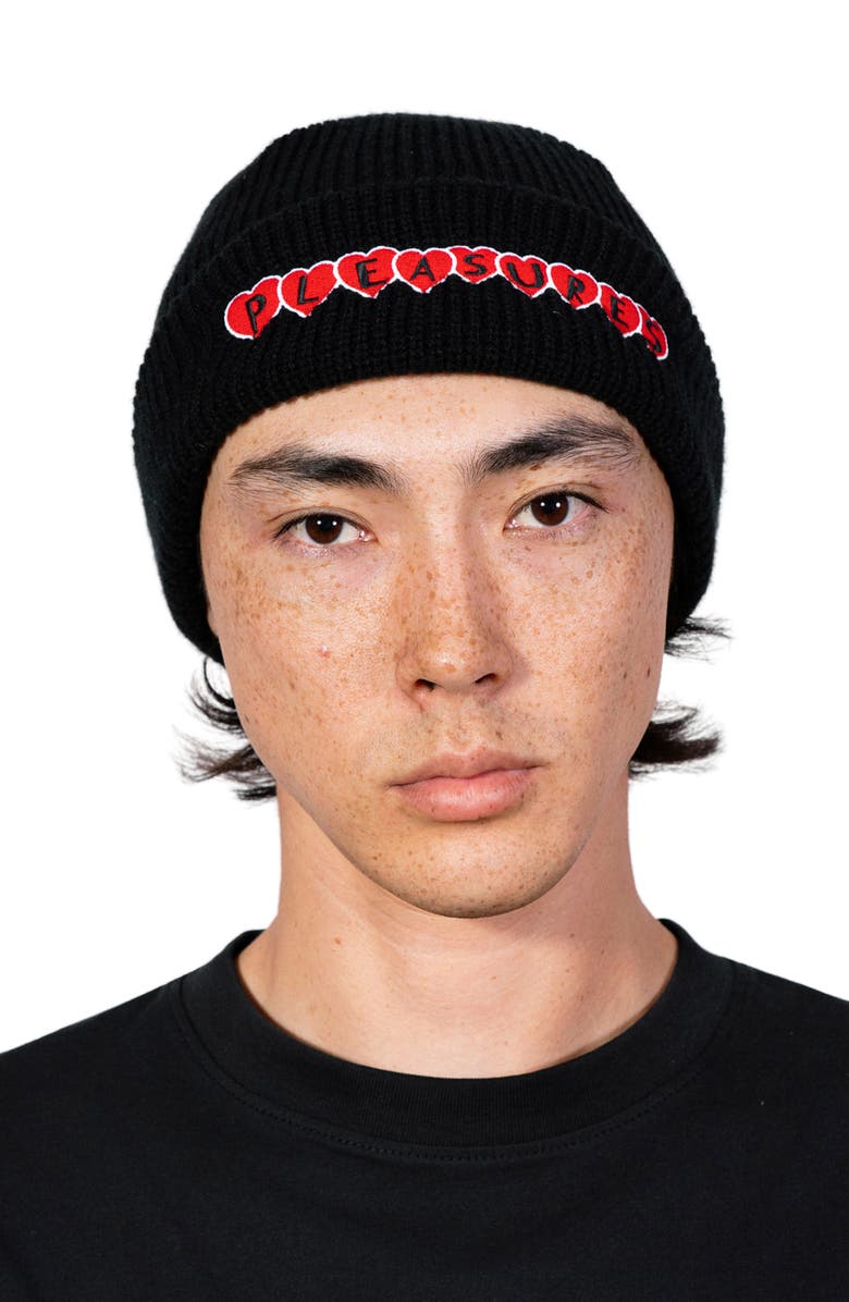 PLEASURES Hearts Beanie, Alternate, color, Black