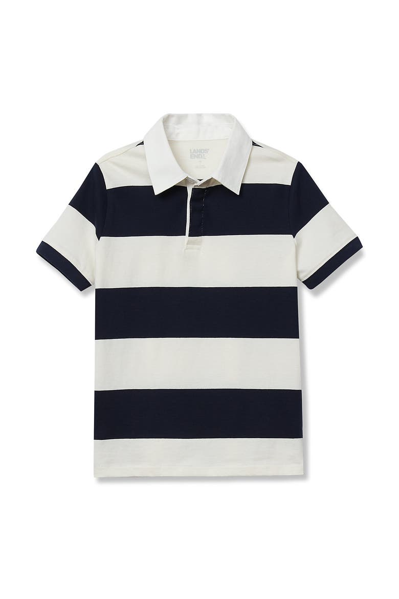 Boys Short Sleeve Rugby Polo, Alternate, color, Classic Navy/White Stripe