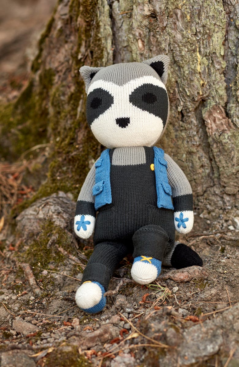 Cuddoll Riley Raccoon 13" Hand-Knit Stuffed Animal, Alternate, color,
