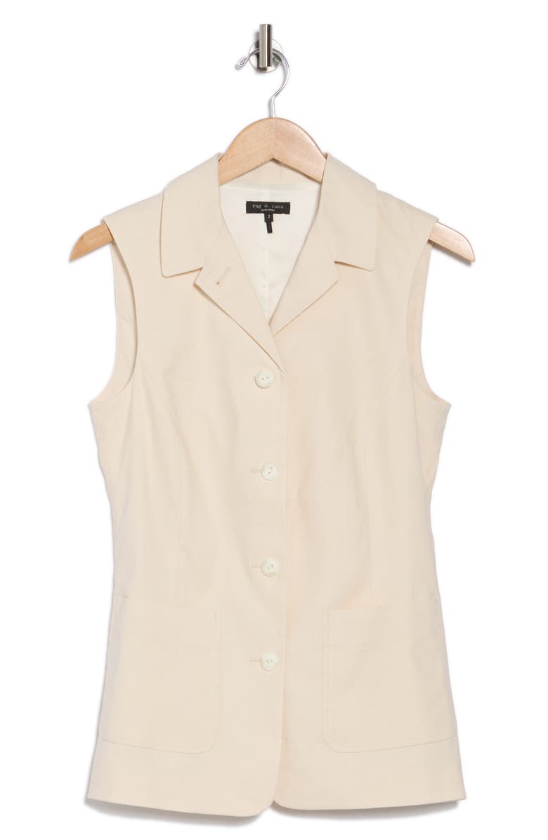 rag & bone Drea Linen Blend Vest, Alternate, color, Ivory
