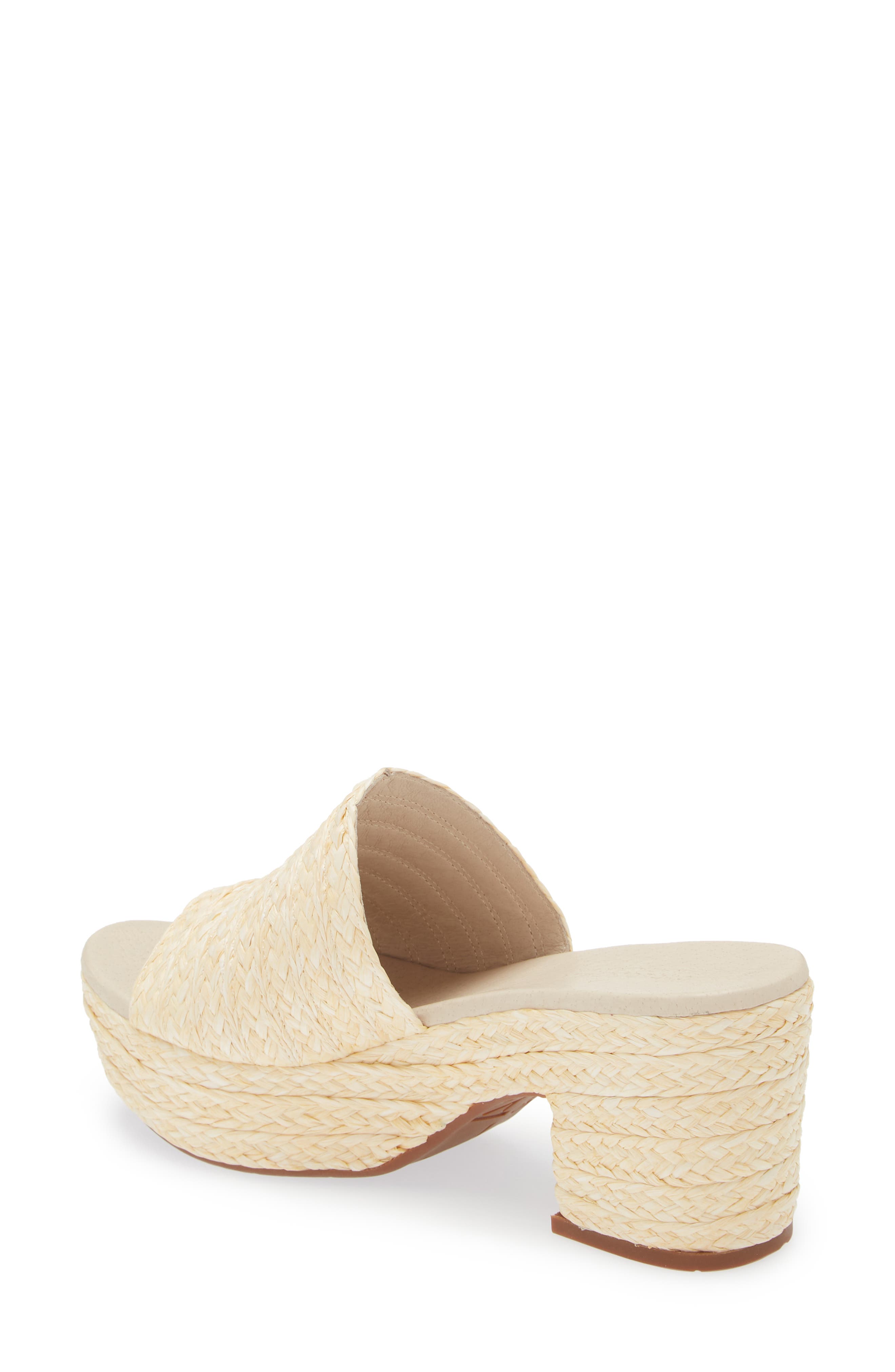 Chocolat Blu Raffia Platform Slide Sandal, Alternate, color, Cream Raffia