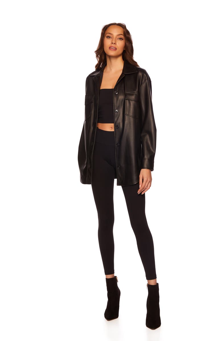 Susana Monaco Faux Leather Shacket, Alternate, color,