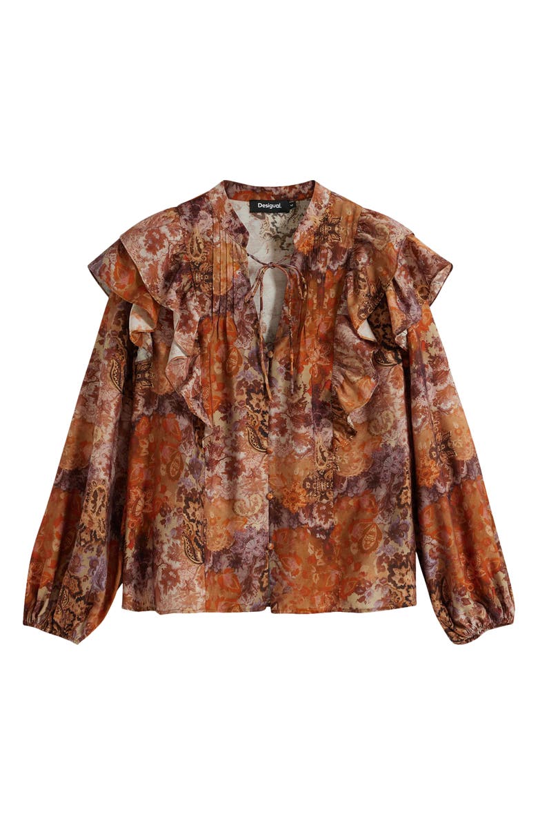 Desigual Paisley Button-Up Shirt, Alternate, color, Orange