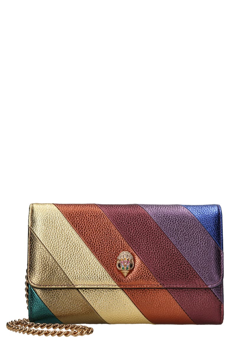 Kurt Geiger London Stripe Leather Wallet on a Chain, Main, color, 