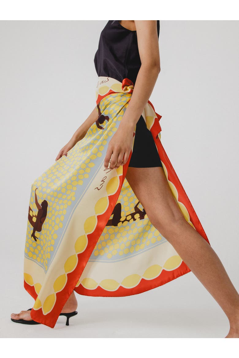 X-Large Printed Silk Scarf, Alternate, color, Print 'Bathers' 49