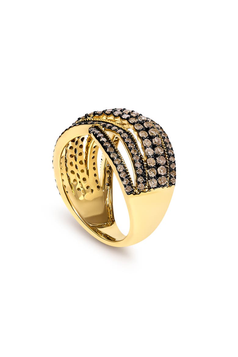 10K Yellow Gold Plated .925 Sterling Silver 1.0 ctw Champagne Diamond Highway Ring, Alternate, color, Yellow Gold over Silver