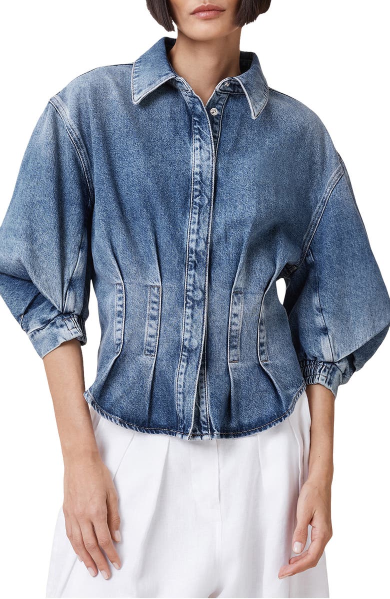 AllSaints Nancy Denim Shirt, Main, color, Vintage Indigo