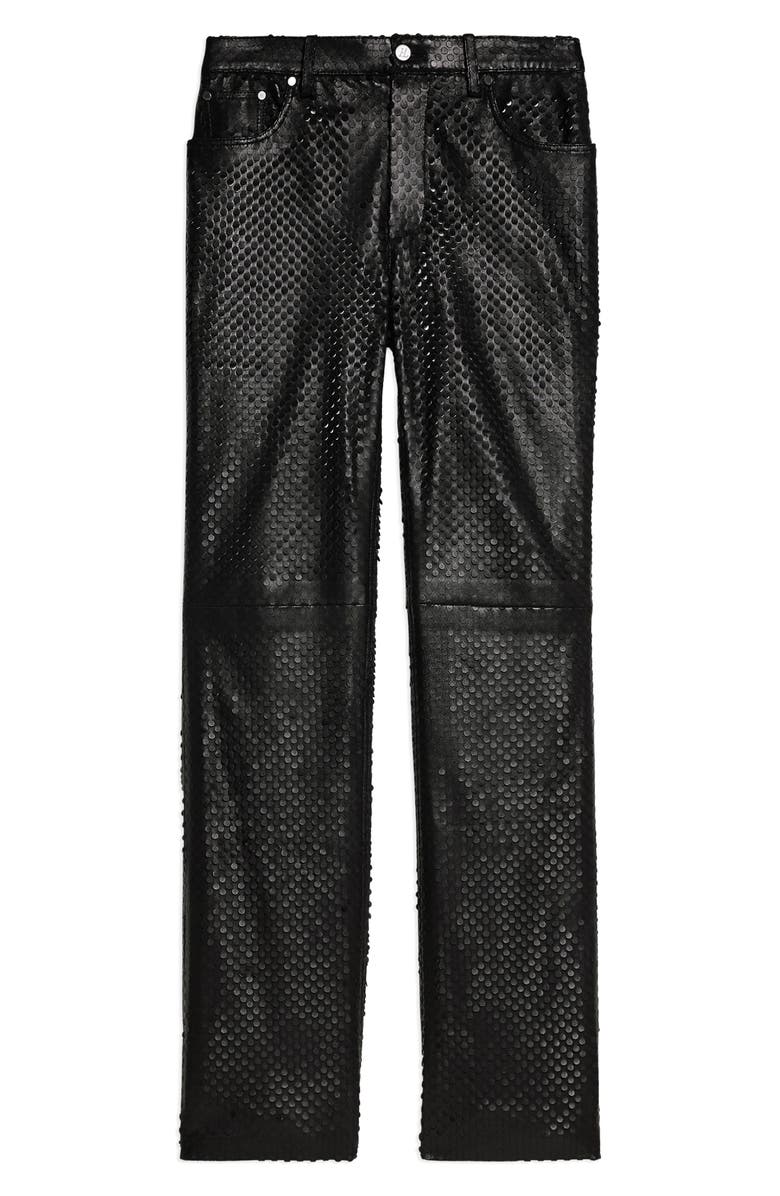 Helmut Lang Worker Hole Punch Leather Straight Leg Pants, Alternate, color,