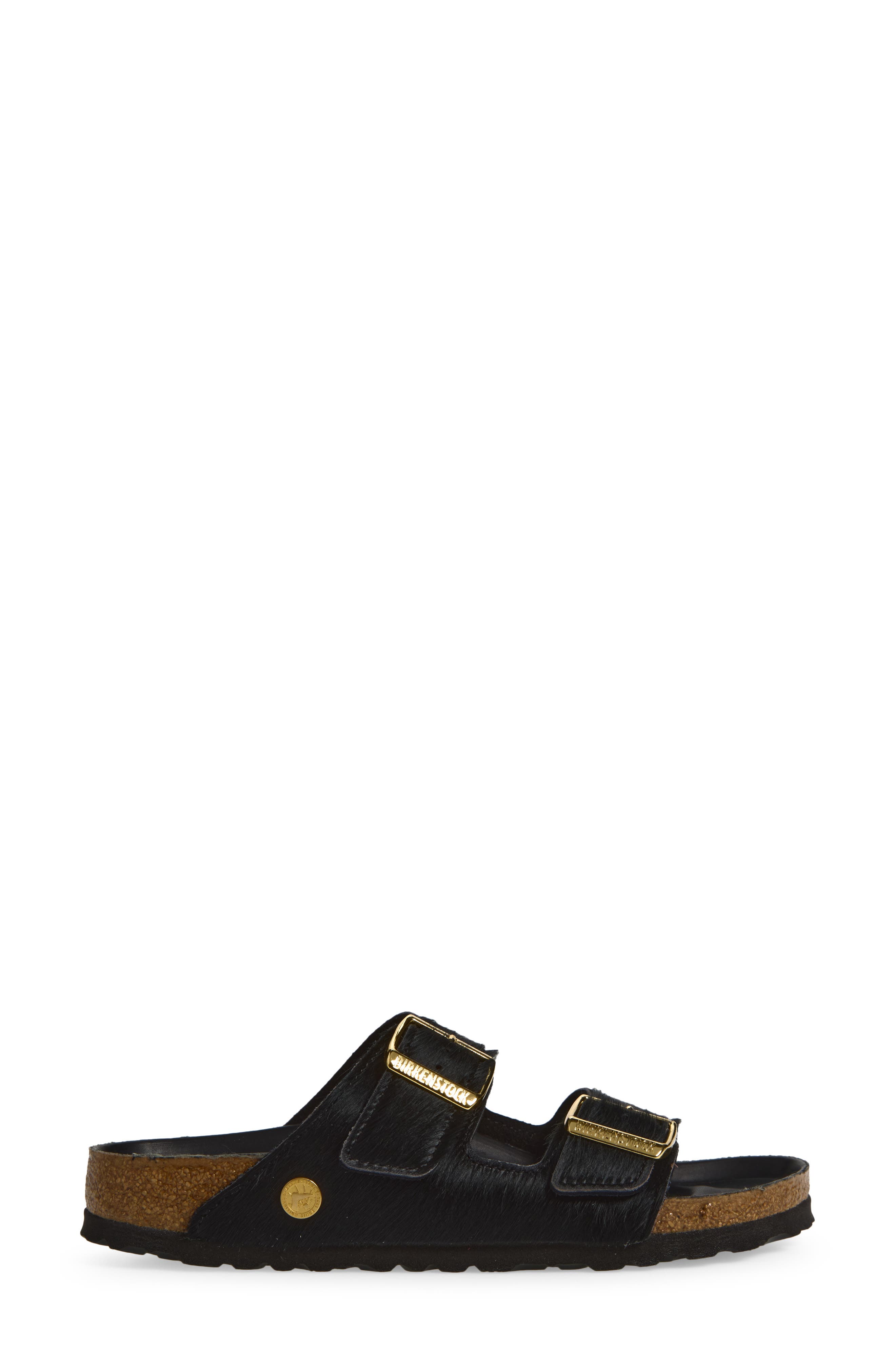 Arizona Genuine Calf Hair Slide Sandal, Alternate, color, BLACK