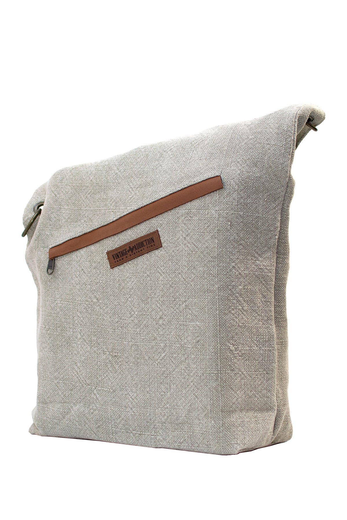VINTAGE ADDICTION Foldover Jute & Leather Crossbody Bag, Alternate, color, 