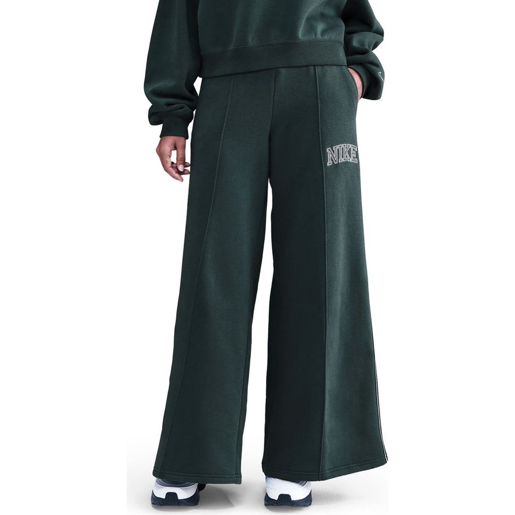 Nike Sportswear Phoenix High Waist Flare Leg Sweatpants In Green
