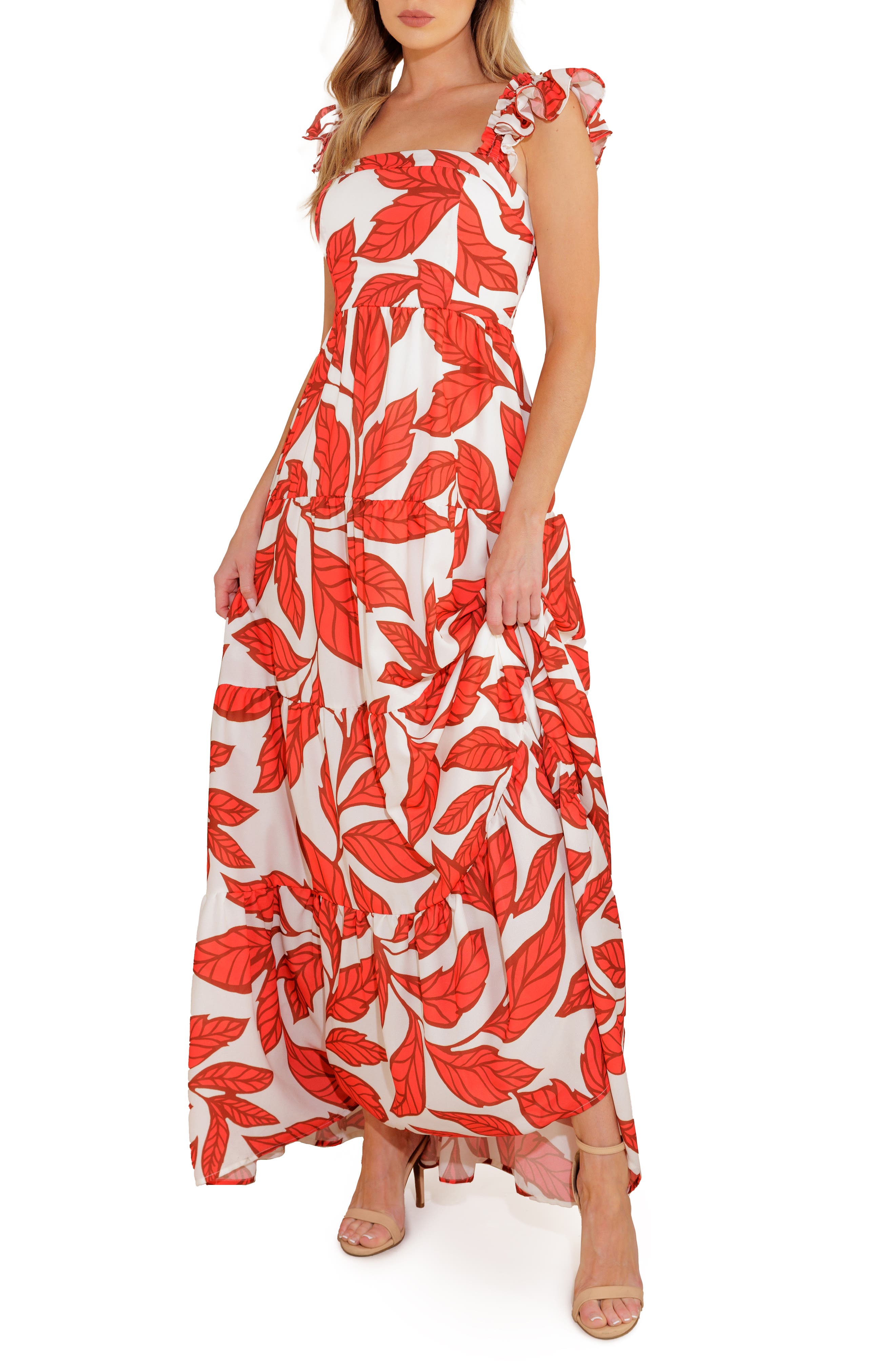 Ruffle Strap Tiered Maxi Dress