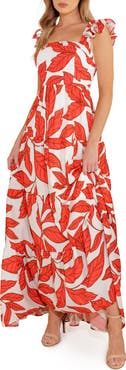 FLYING TOMATO Ruffle Strap Tiered Maxi Dress