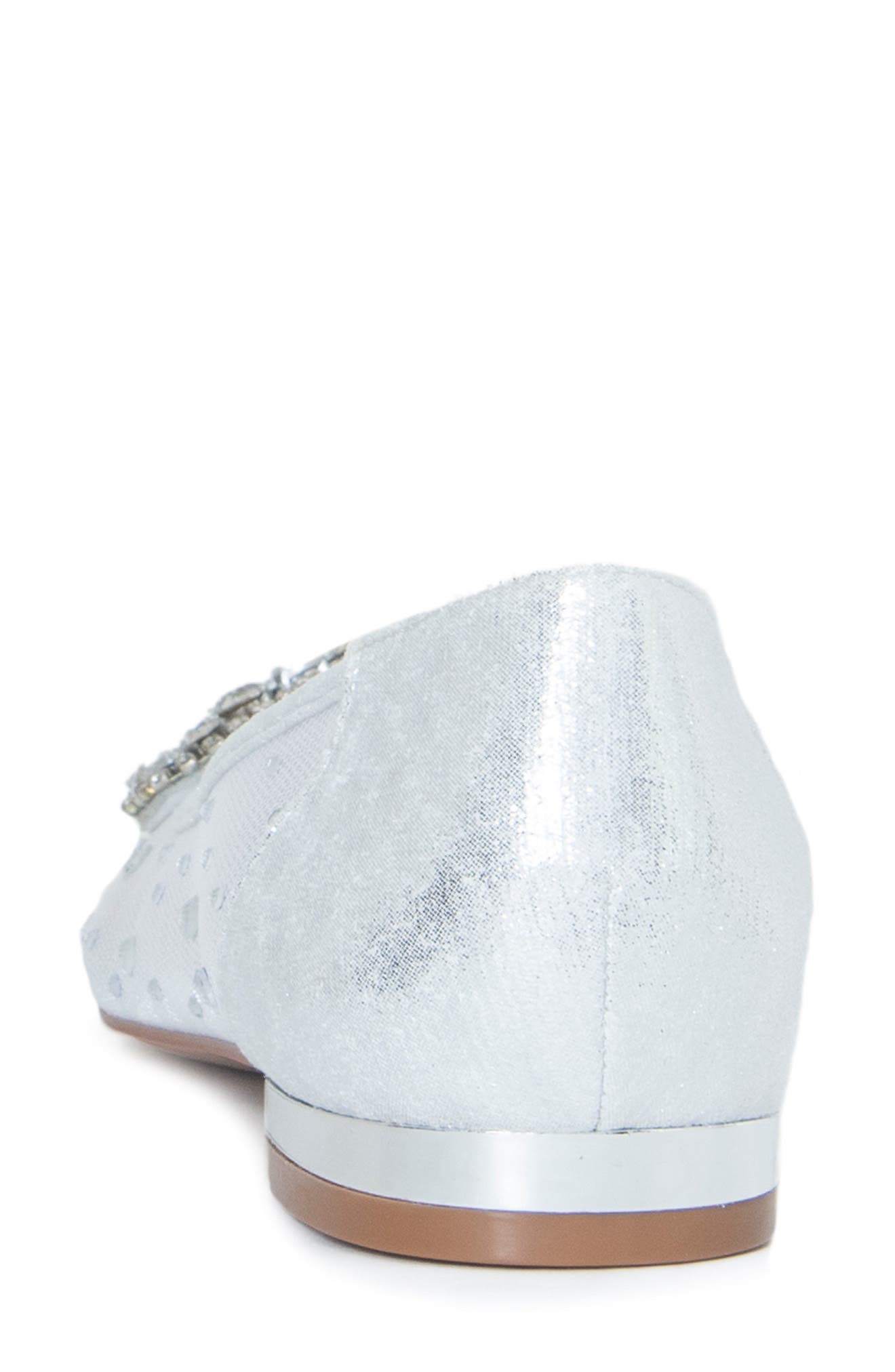 Lauren Lorraine Cool Embellished Pointed Toe Flat, Alternate, color, Silver