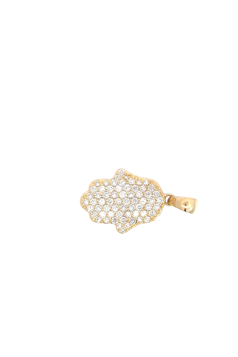 14K Yellow Gold Lab grown Diamond Hamsa Pendant, Alternate, color, Yellow