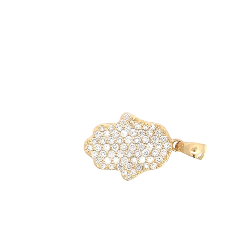 Ancona Jewelry 14k Yellow Gold Lab Grown Diamond Hamsa Pendant In Yellow