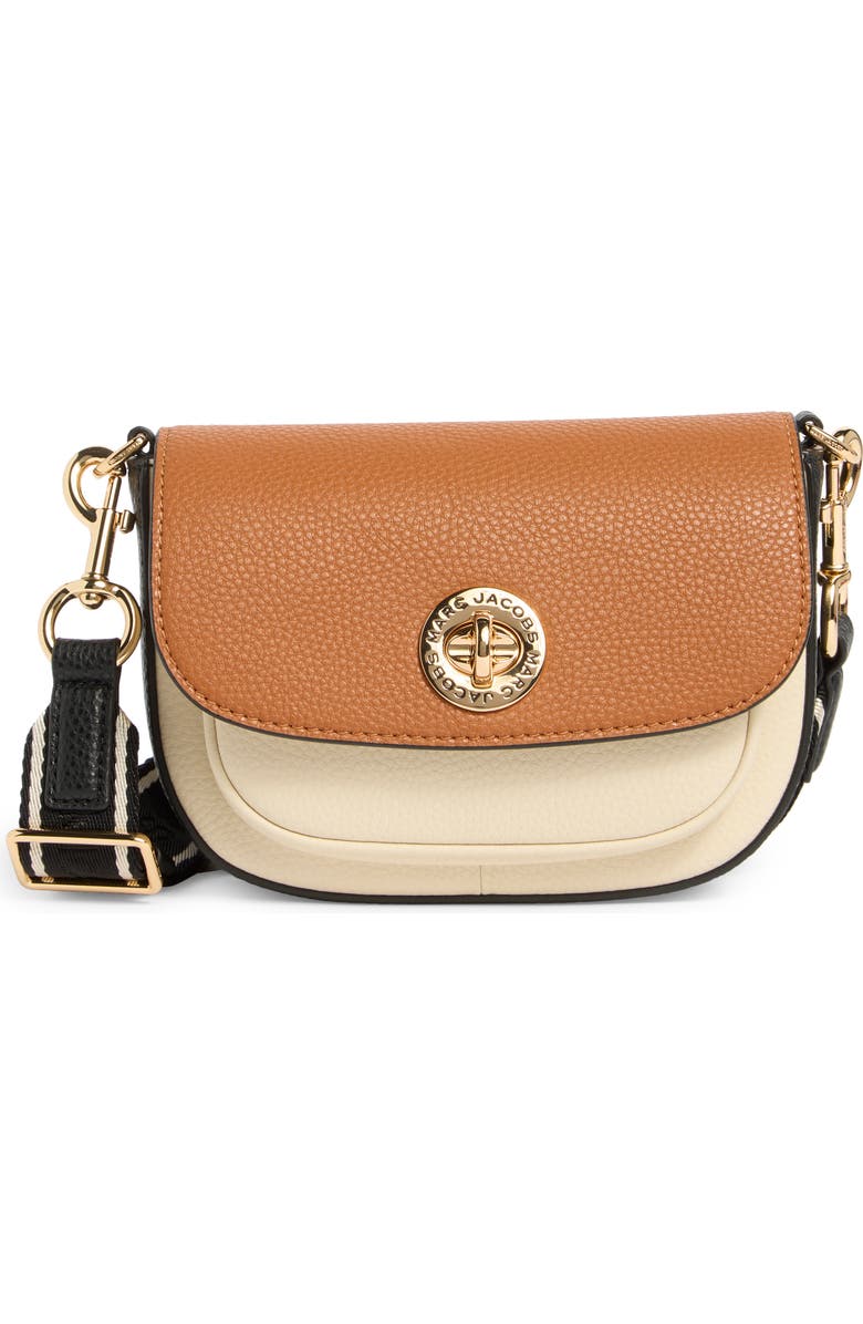Marc Jacobs Small CB Signet Turnlock Saddle Bag, Main, color, Smoked Almond Multi