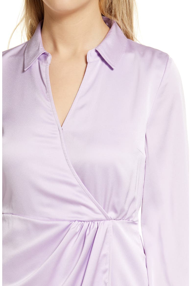 Twist Front Long Sleeve Shirtdress, Alternate, color, PURPLE BLOOM