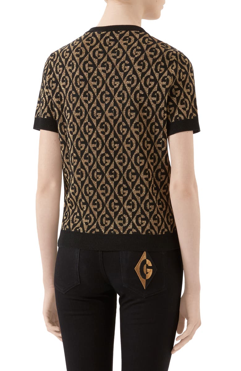 Gucci GG Rhombus Metallic Jacquard Wool Blend Sweater, Alternate, color,
