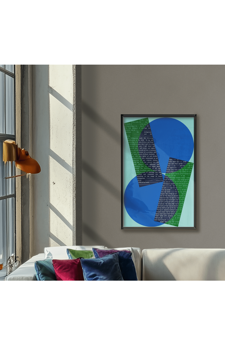 Tchotchke Shapes Ketubah, Alternate, color, Blue / Green