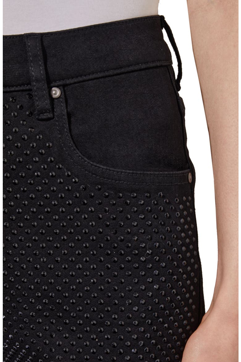Crystal Front Flared Ankle Jeans, Alternate, color, BLACK