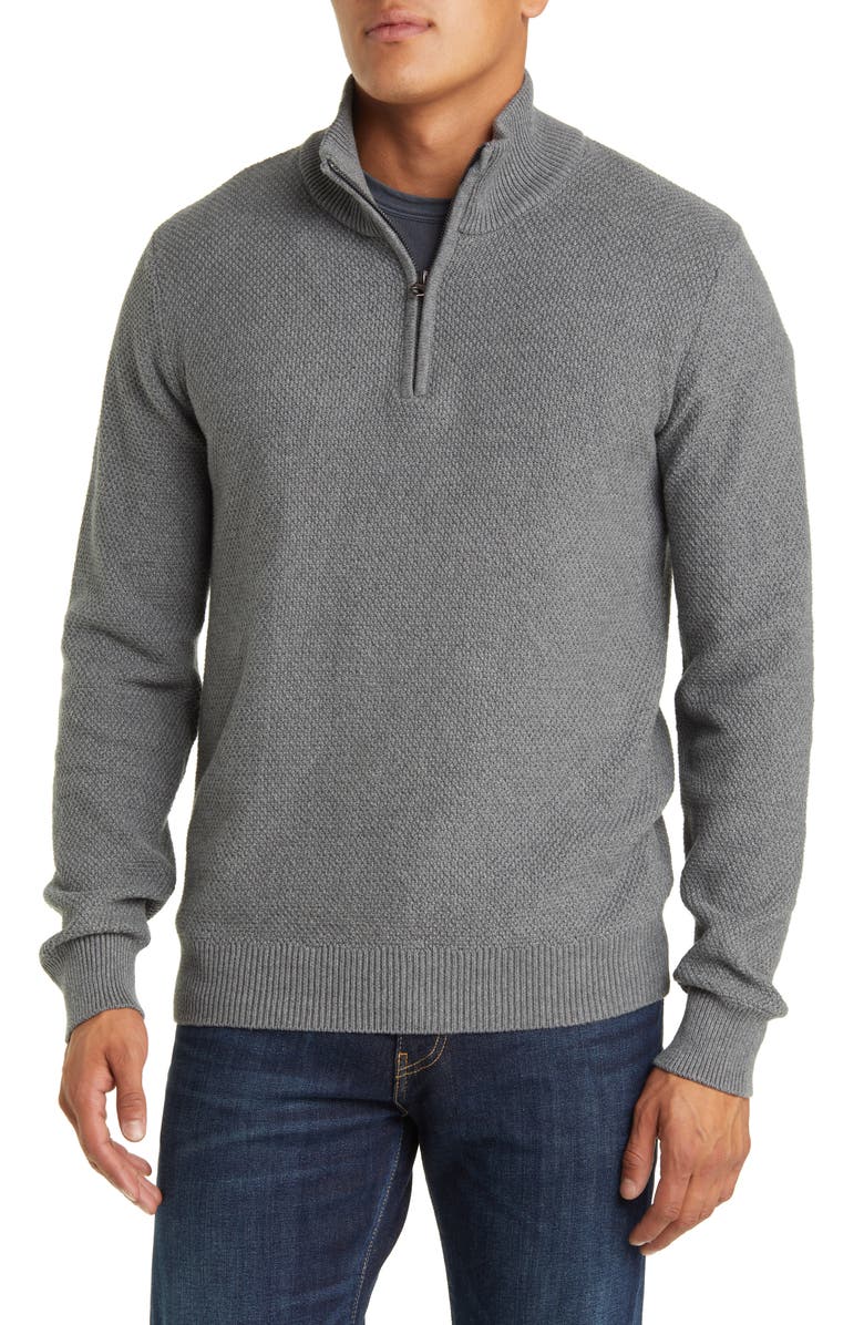 Schott NYC Waffle Knit Quarter Zip Pullover, Main, color, 