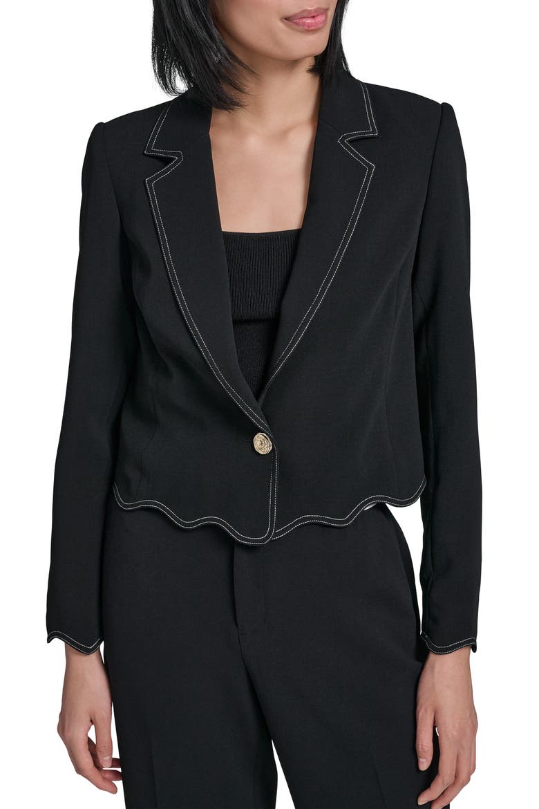 Scallop Hem Crop Jacket, Main, color, BLACK