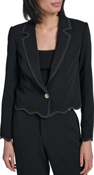 KARL LAGERFELD PARIS Scallop Hem Crop Jacket