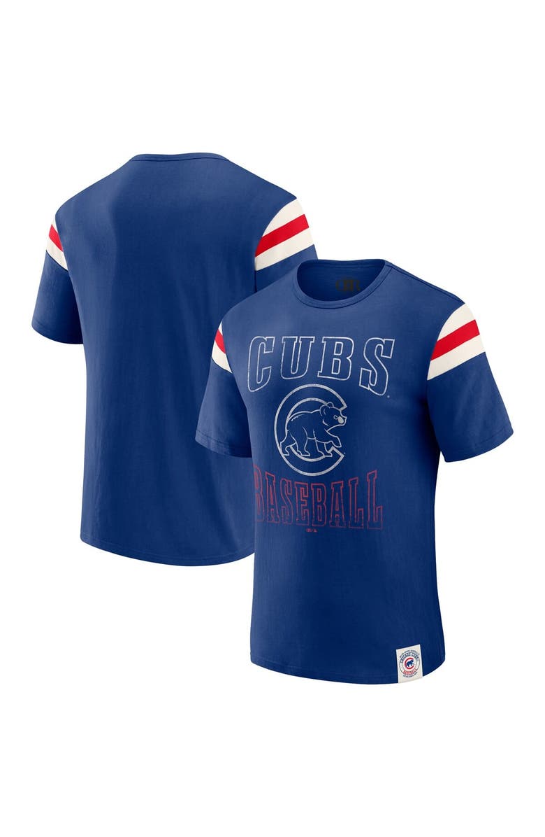 Darius Rucker Collection by Fanatics Men's Darius Rucker Collection by Fanatics Royal Chicago Cubs Distressed Sleeve Stripe T-Shirt, Main, color, Royal