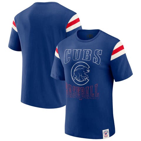 Men's Darius Rucker Collection by Fanatics Royal Chicago Cubs Distressed Sleeve Stripe T-Shirt