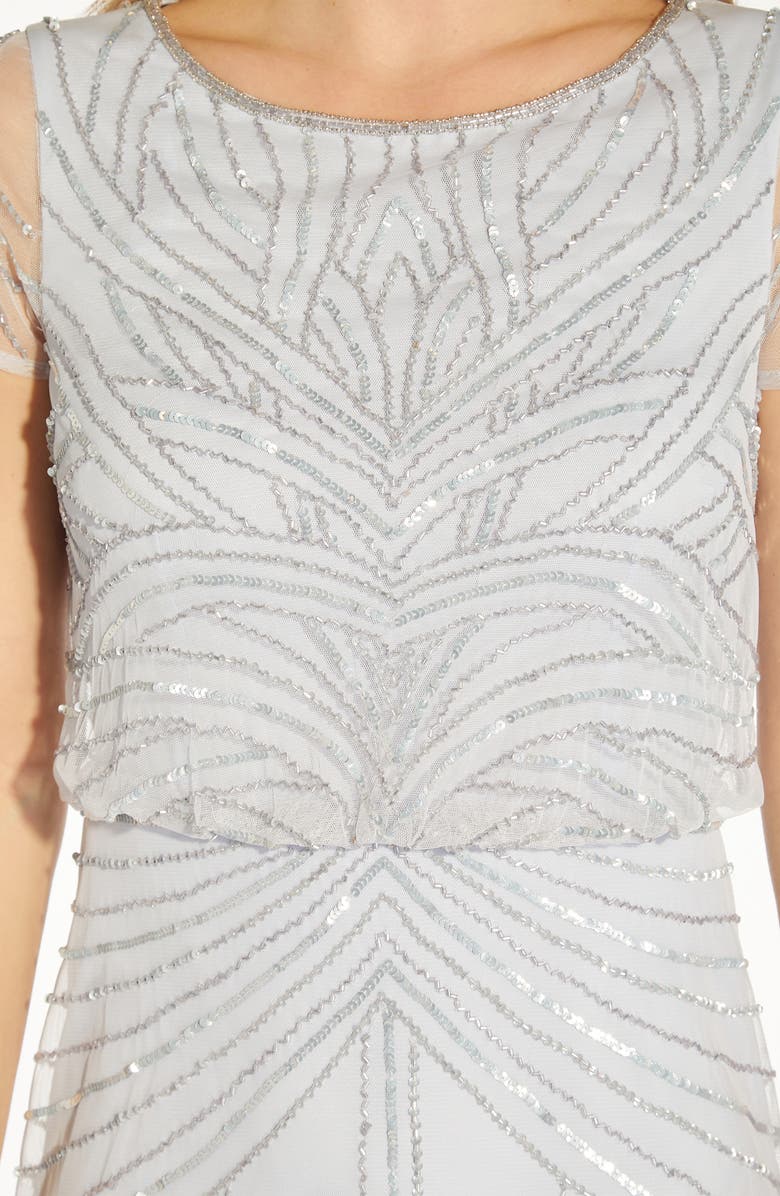 Adrianna Papell Beaded Blouson Gown, Alternate, color, 