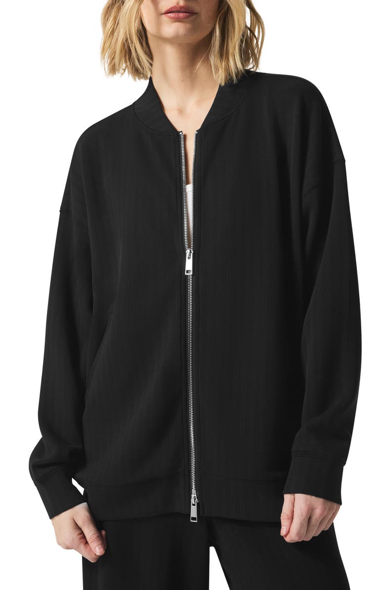 Splendid x @cellajaneblog Rib Scuba Knit Zip-Up Jacket, Main, color, 