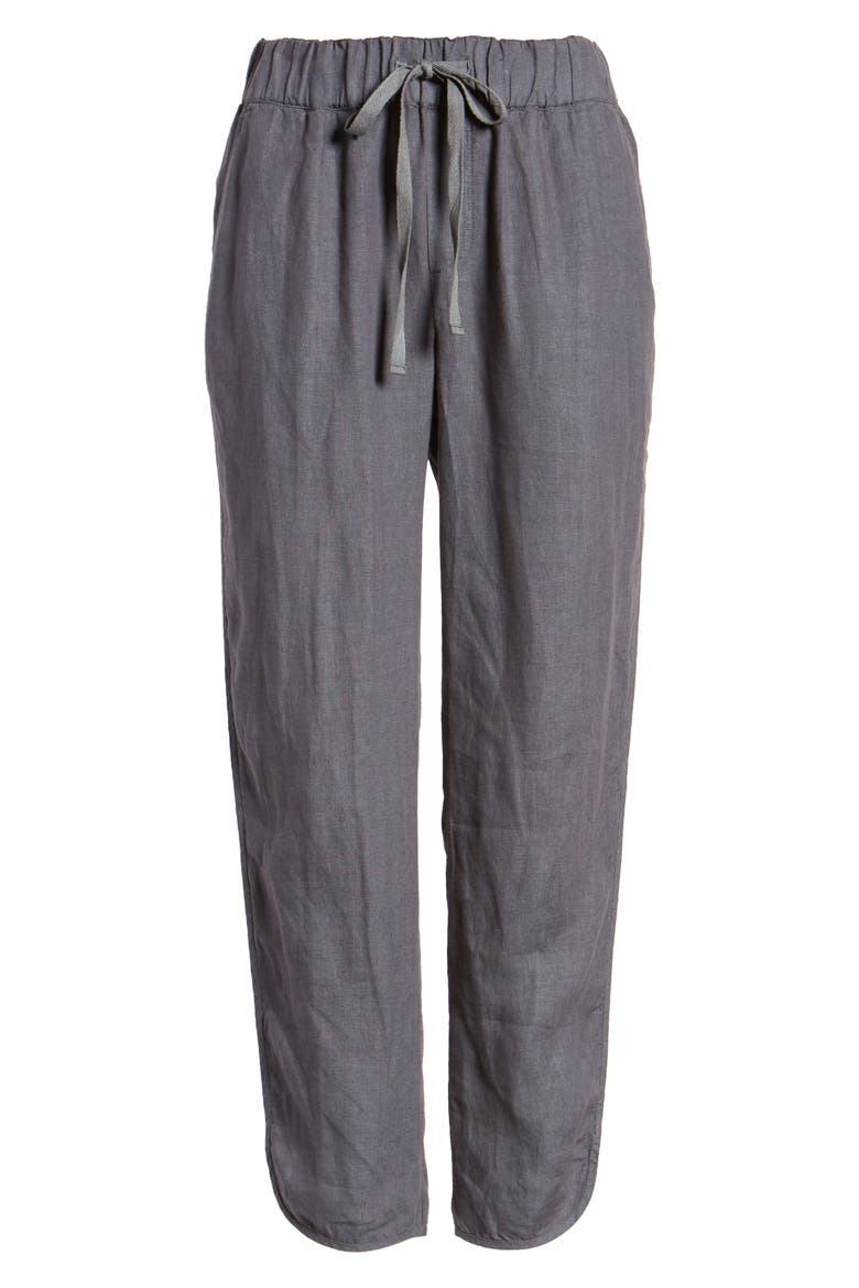 Tulip Hem Linen Pants, Alternate, color, GREY EBONY