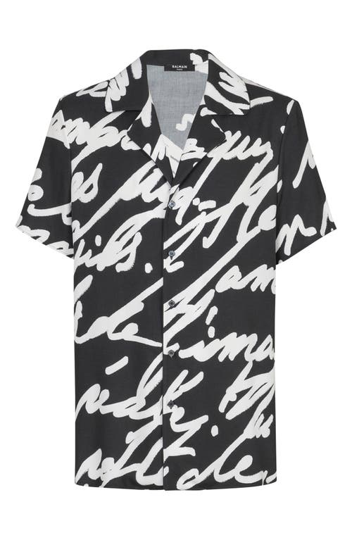 Shop Balmain Big Love Letter Pajama Shirt In Eab Black/white