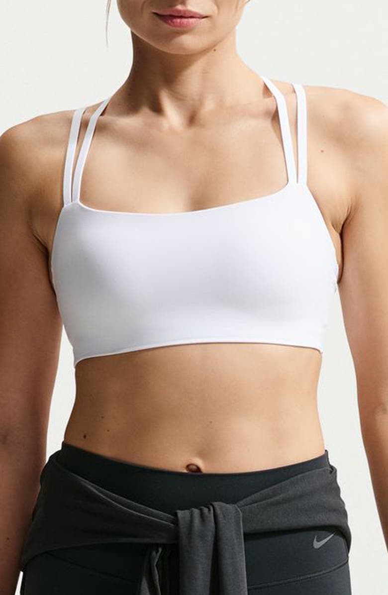 Nike Zenvy Strappy Light-Support Padded Sports Bra, Main, color, White/ Cool Grey