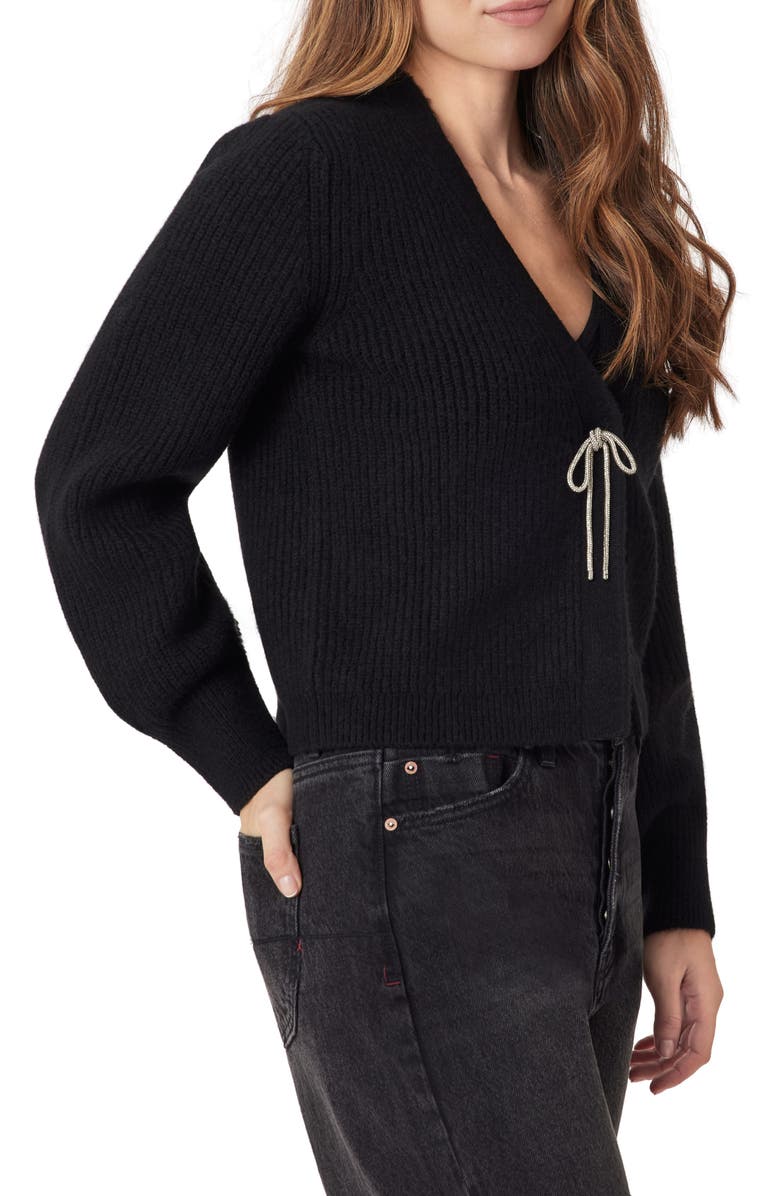 Scotch & Soda Embellished Bow Cardigan, Alternate, color, Black Night