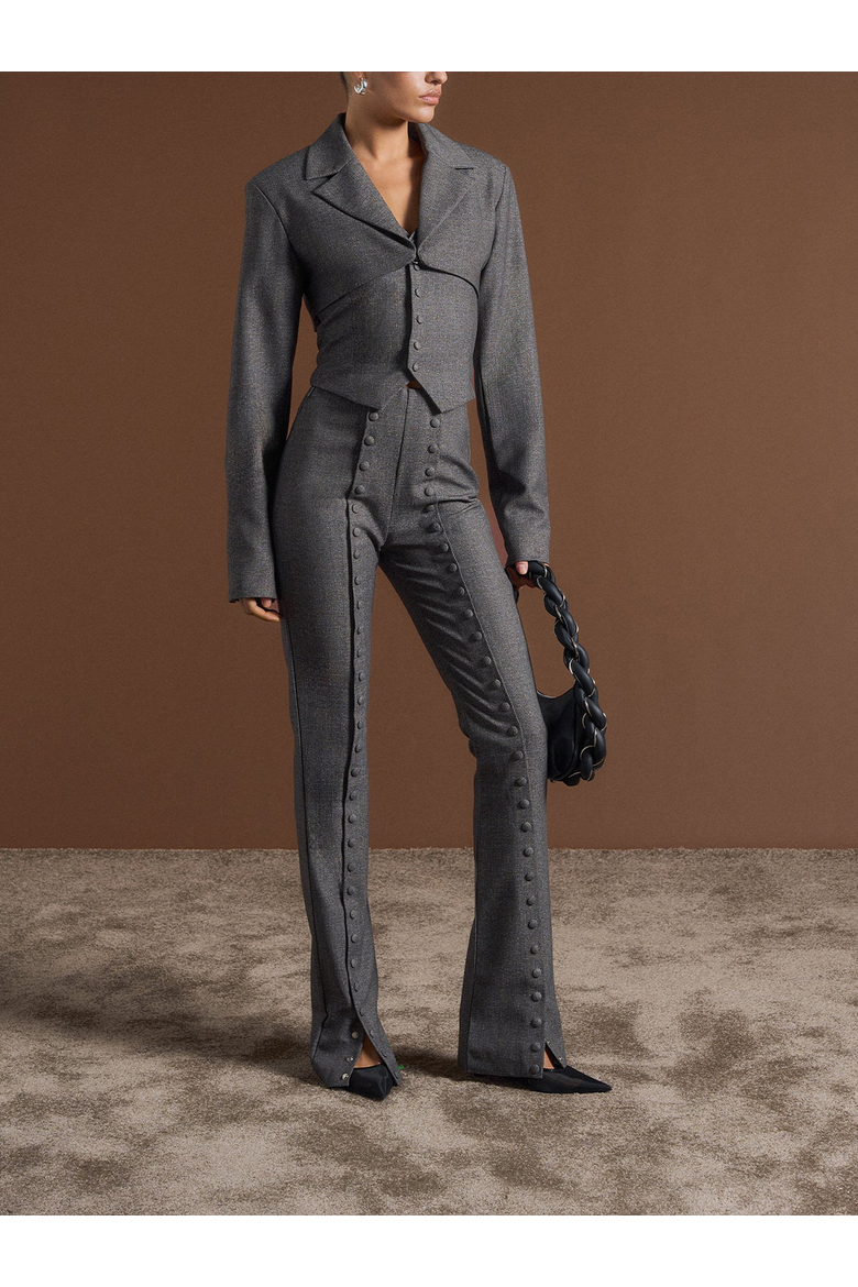 Lise Tailored Crop Blazer And Bandeau Set, Alternate, color, Dark Grey