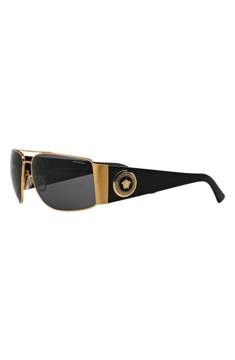 Versace 63mm Polarized Oversize Rectangular Sunglasses, Alternate, color,