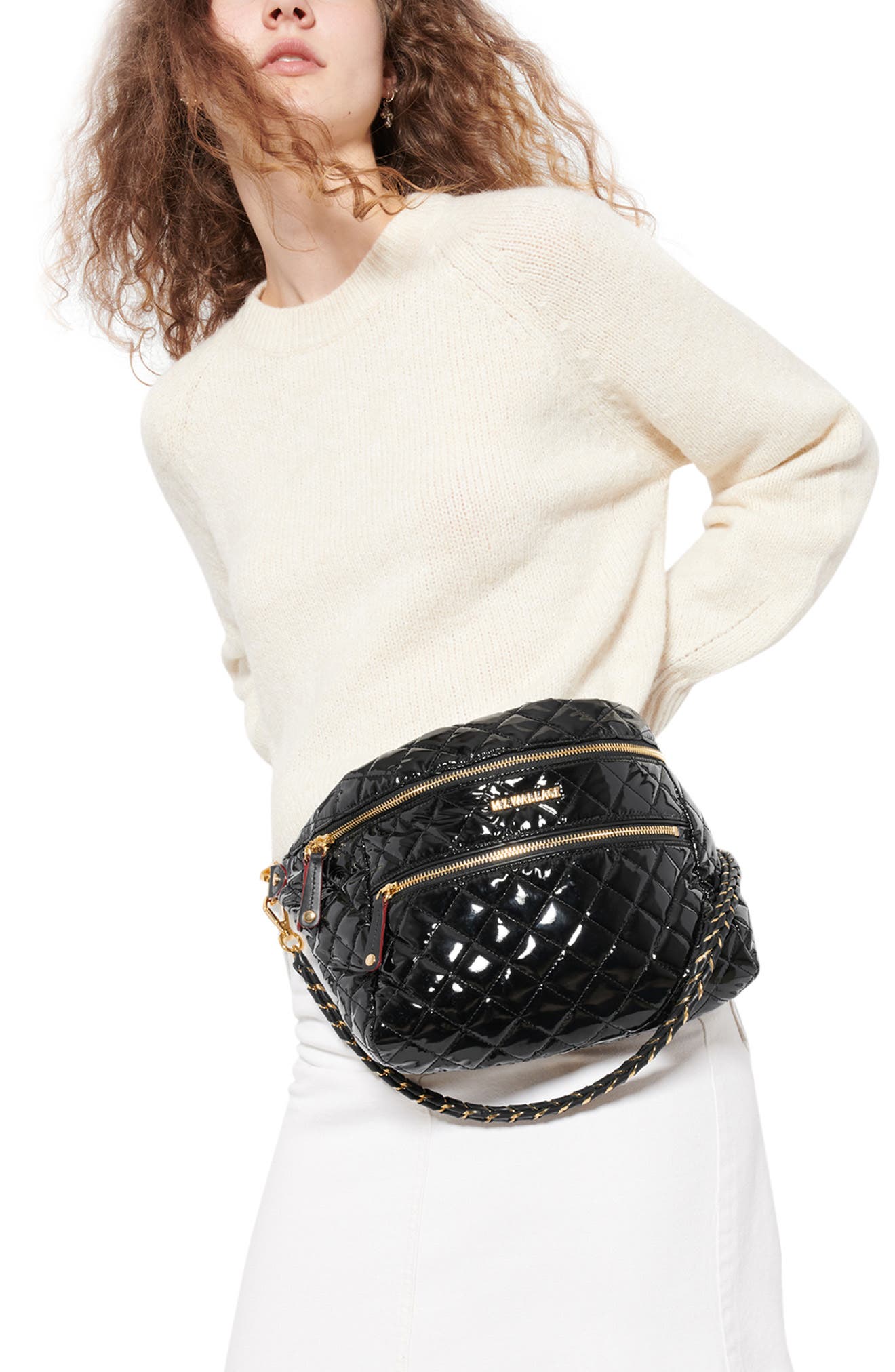 Crossbody Belt Bag, Alternate, color, BLACK LACQUER