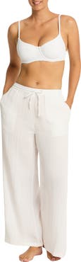 Sea Level Sunset Beach High Waist Cotton Gauze Cover-Up Pants