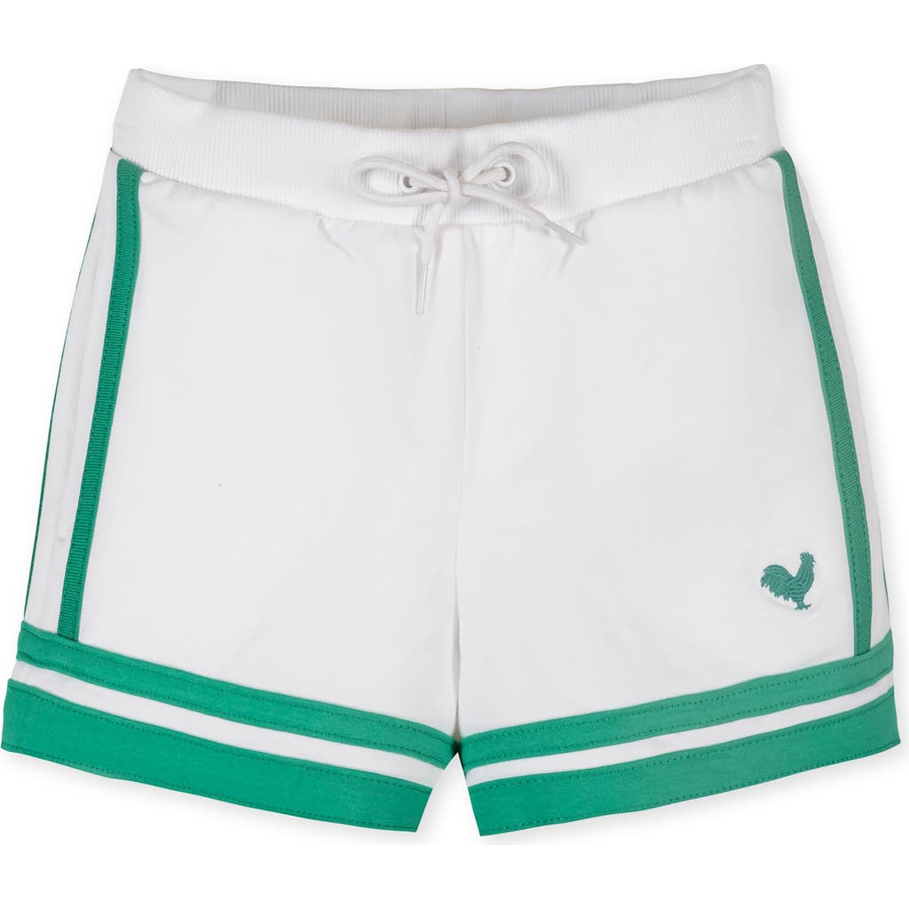 Hope & Henry Kids' Organic French Terry Pull-On Short in White And Green at Nordstrom, Size 3T