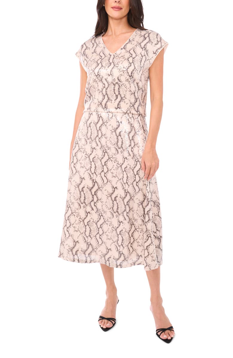 Vince Camuto Sequin Cap Sleeve Top, Alternate, color, New Ivory