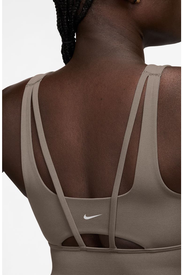 Zenvy Medium-Support Padded Longline Sports Bra, Alternate, color, MINK BROWN/ WHITE