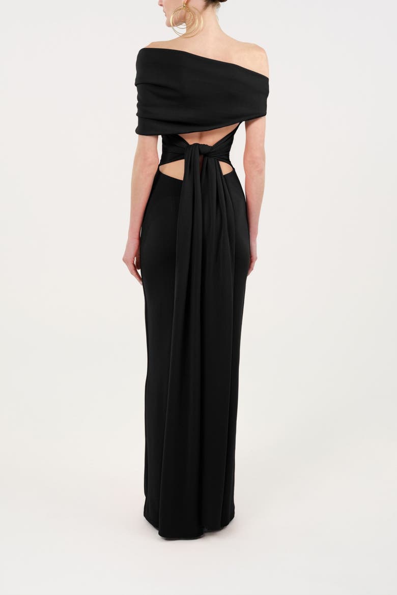 Asymmetric Strapless Maxi Dress, Alternate, color, Black