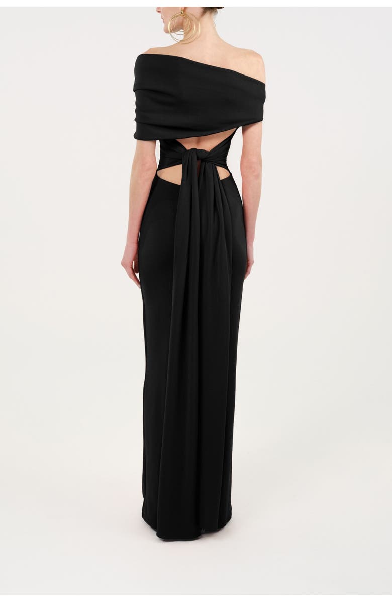 Nocturne Asymmetric Strapless Maxi Dress, Alternate, color, Black