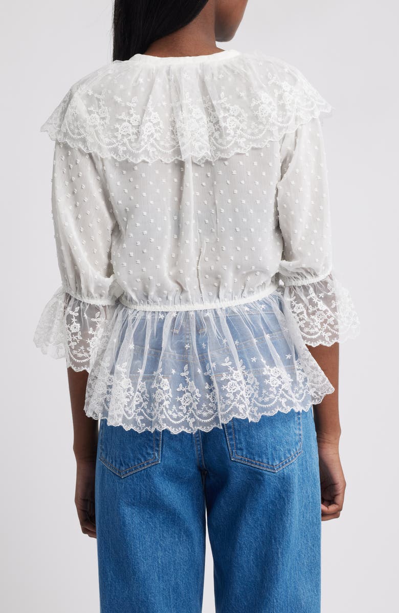 Lipsy Lace Dobby Shirt, Alternate, color, White