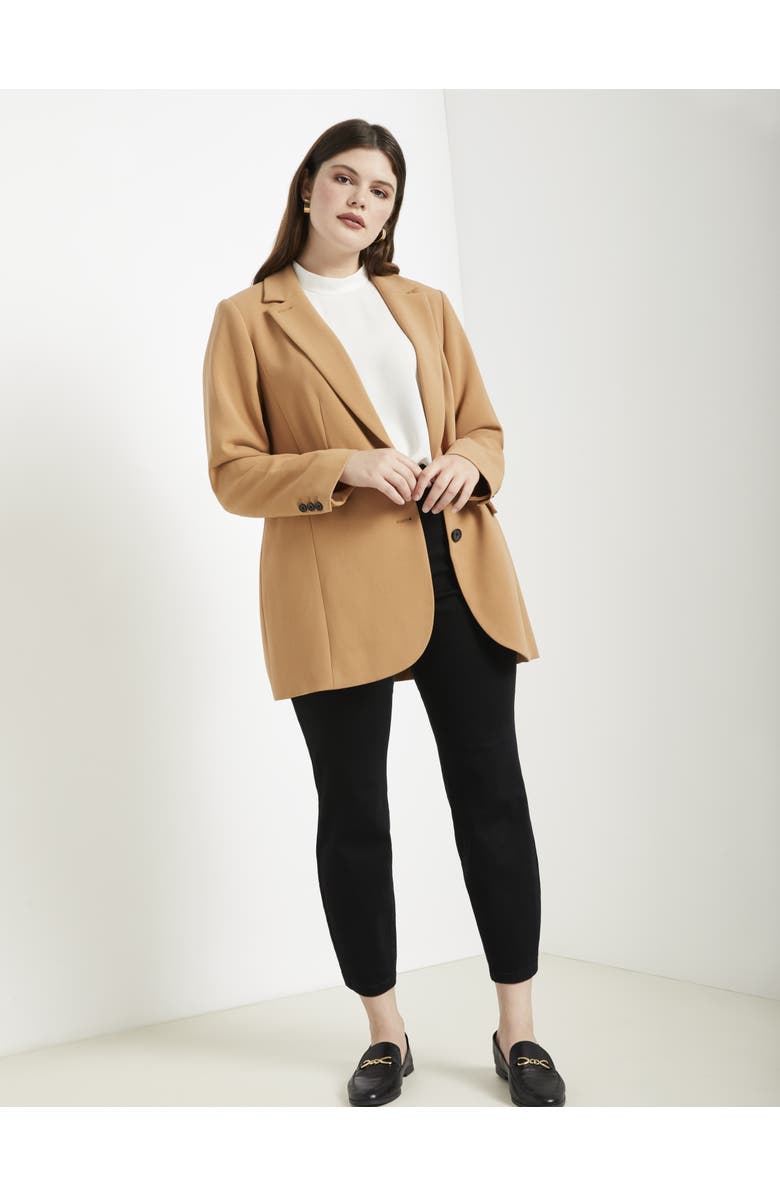 ELOQUII The 365 Semi Stretch Two Button Blazer, Alternate, color, Biscuit