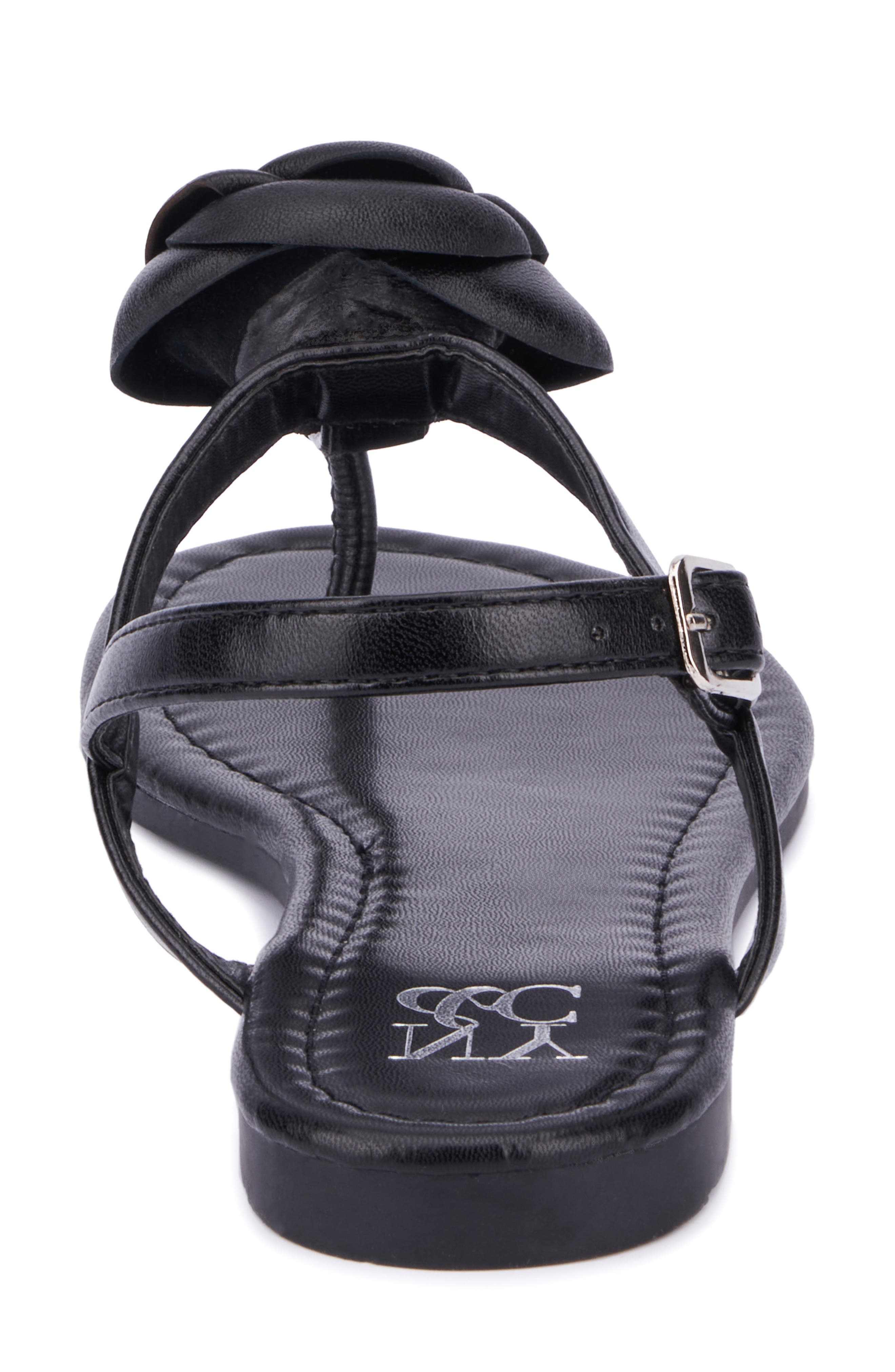 NEW YORK AND COMPANY Rosette Thong Sandal, Alternate, color, Black