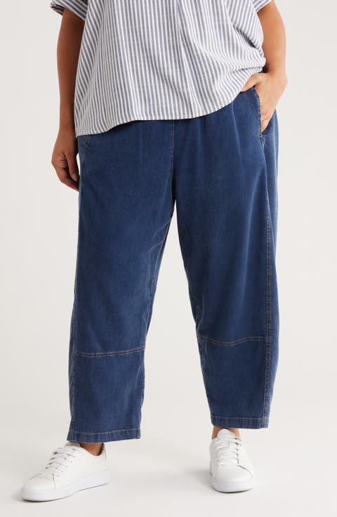 Piqué Barrel Leg Ankle Pants (Plus)